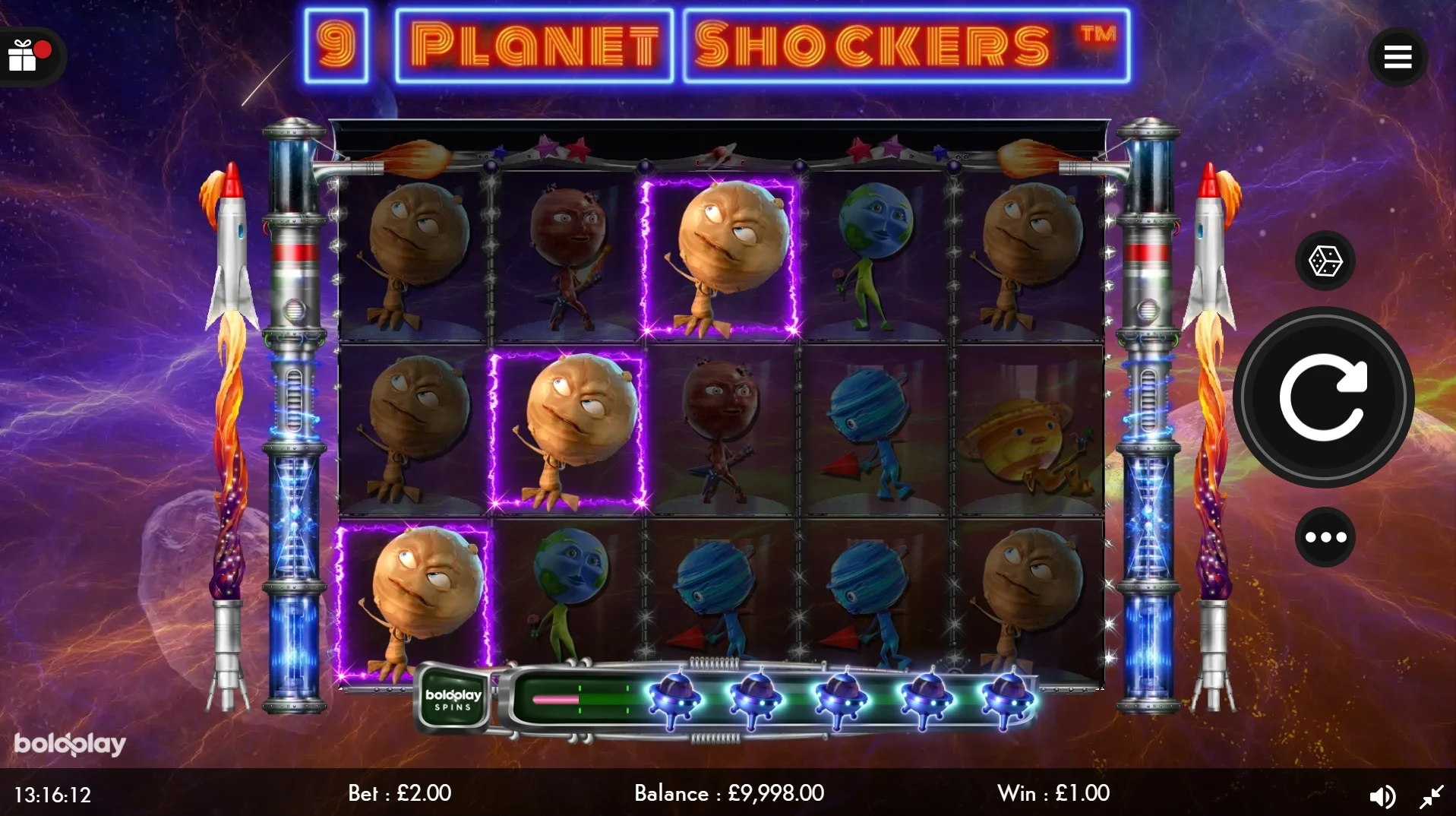 Slot 9 Planet Shocker umumiy ko'rinishi