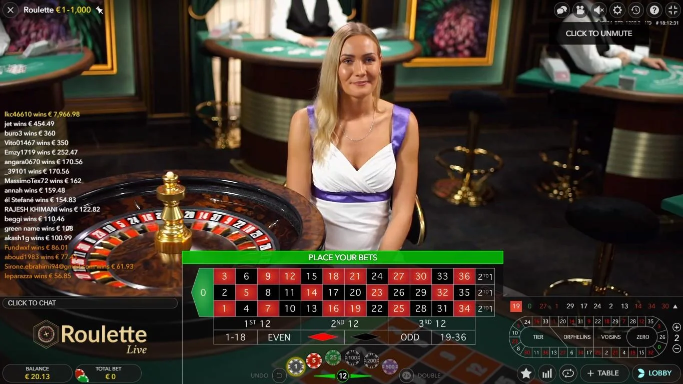 live roulette casino 1win